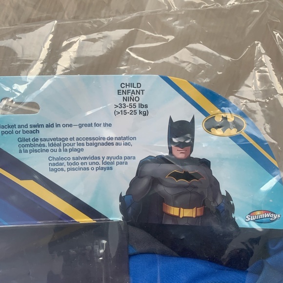 New SwimWays Swim Trainer Floaties Life Vest Batman 33-55 lbs Summer Pool Float - Picture 7 of 8